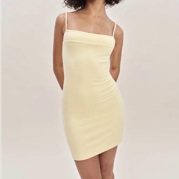 Chloe Knit Shrug Dress Set from Reformation in the color “Custard” - Picture 2 of 4